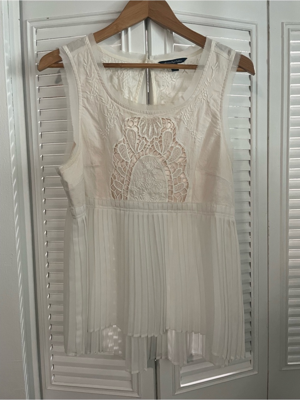 AEO Pleated Crochet-Front Women's Tank Top